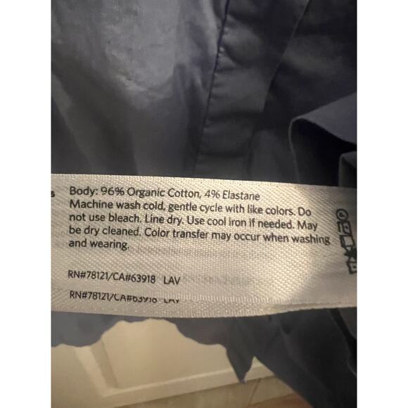 Eileen Fisher Organic Cotton Stretch Collar Button Down Blue L Shirt Career Boxy - Picture 6 of 10